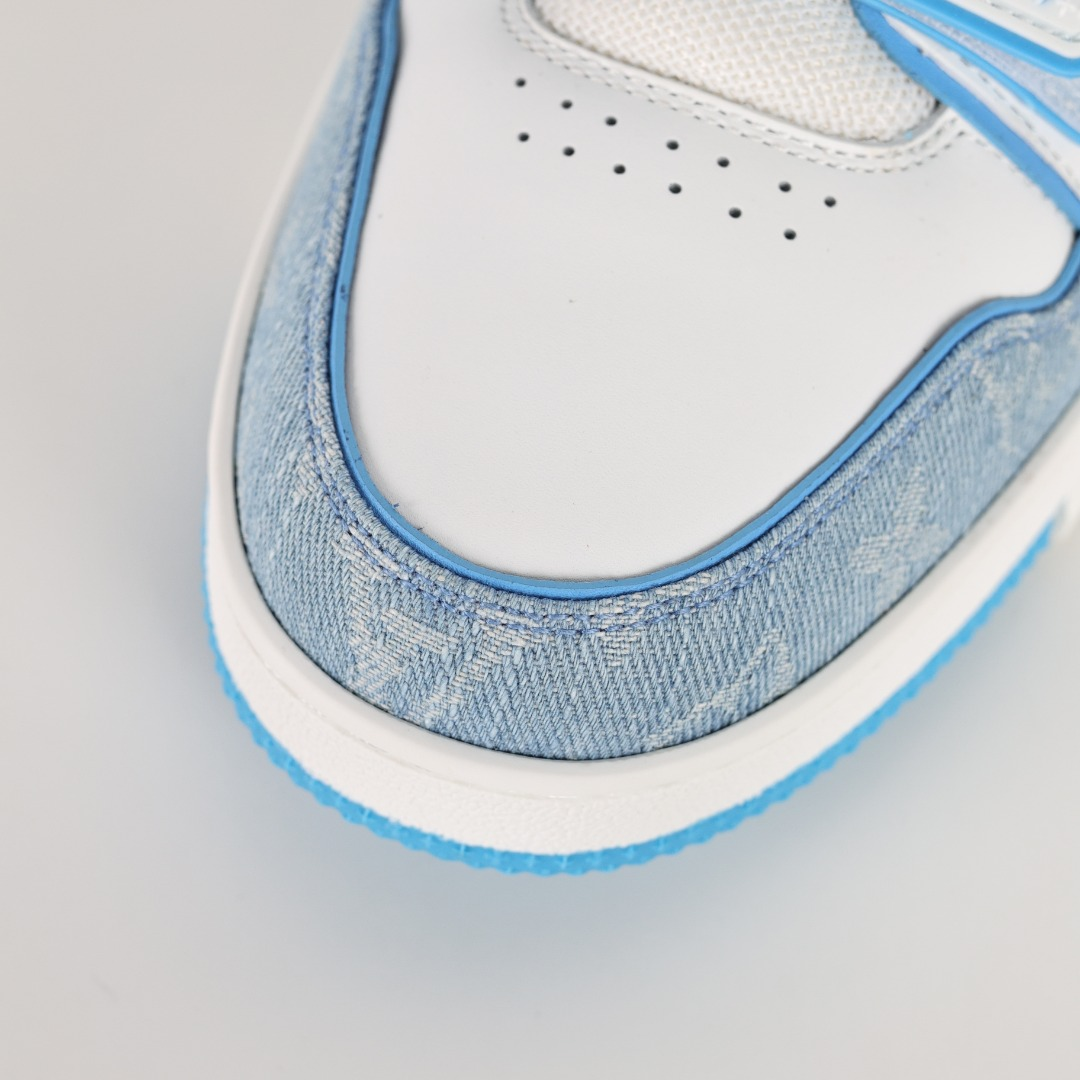 Lv Trainer Calf Leather Denim Blue