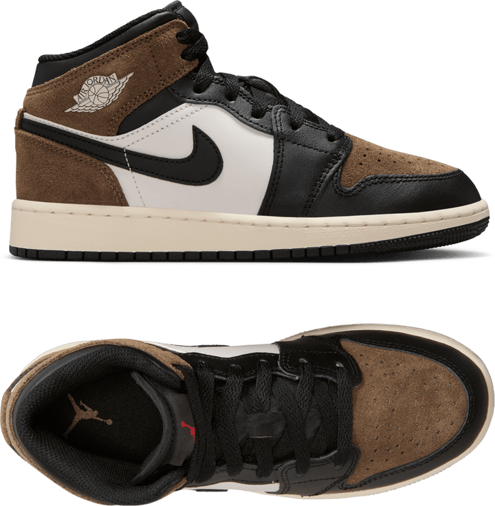 Jordan Air Jordan 1 Mid Palomino Letter GS Kids Black
